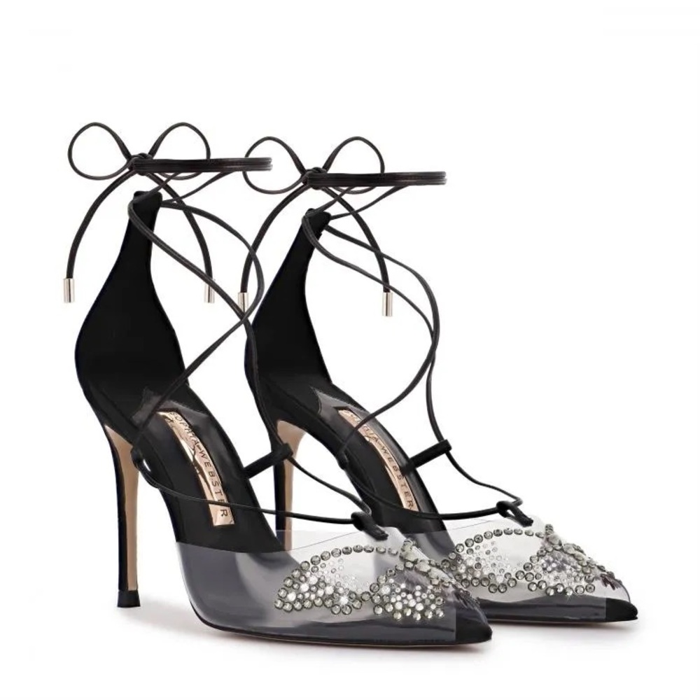 Sophia Webster 90mm Aria Butterfly Crystal-Embellished Lace-up Pumps Sz 39 $1043